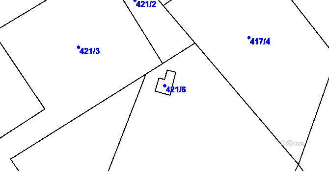 Parcela st. 421/6 v KÚ Brodec, Katastrální mapa