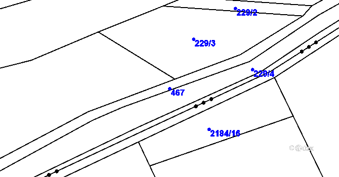 Parcela st. 467 v KÚ Brodec, Katastrální mapa