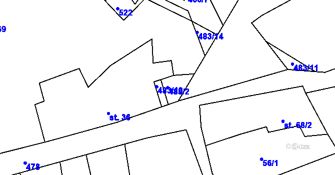 Parcela st. 483/2 v KÚ Brodec, Katastrální mapa