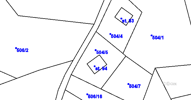 Parcela st. 504/5 v KÚ Brodec, Katastrální mapa