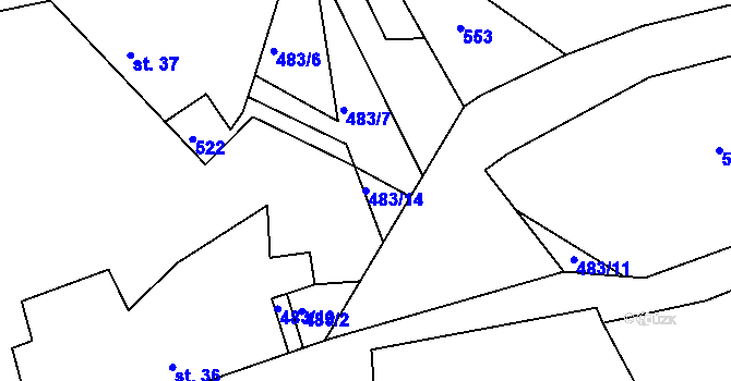 Parcela st. 483/14 v KÚ Brodec, Katastrální mapa