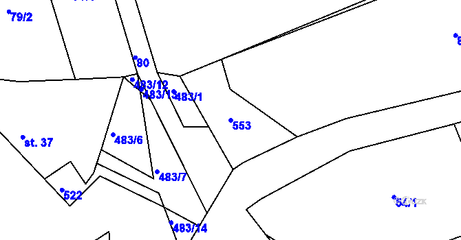 Parcela st. 553 v KÚ Brodec, Katastrální mapa