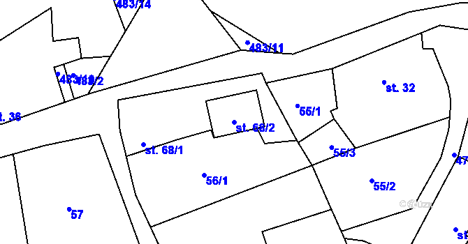 Parcela st. 68/2 v KÚ Brodec, Katastrální mapa