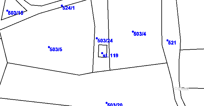 Parcela st. 119 v KÚ Brodec, Katastrální mapa