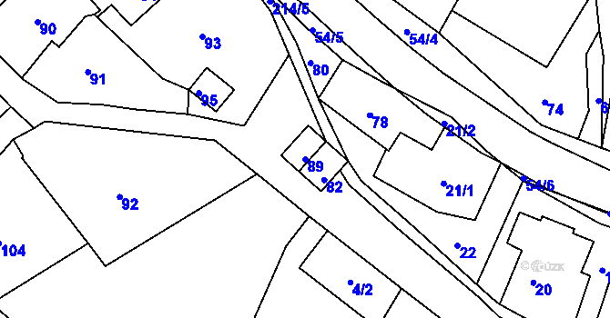 Parcela st. 89 v KÚ Brodek u Konice, Katastrální mapa