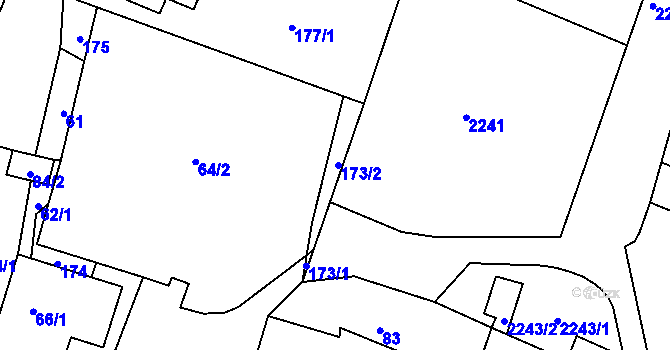 Parcela st. 173 v KÚ Brodek u Konice, Katastrální mapa