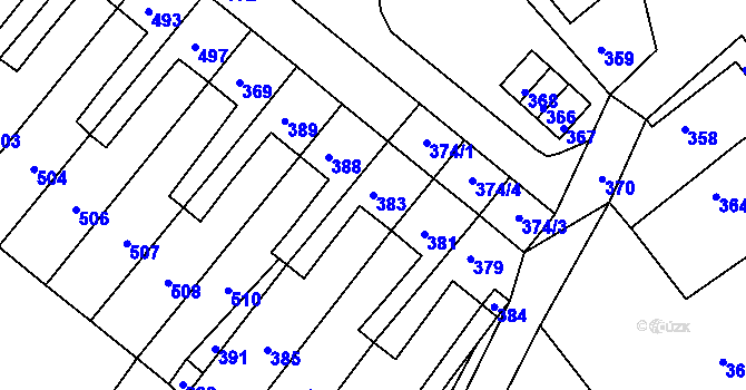 Parcela st. 383 v KÚ Brodek u Konice, Katastrální mapa
