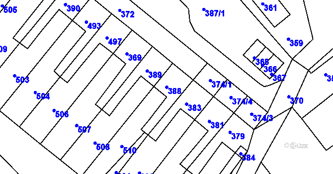 Parcela st. 388 v KÚ Brodek u Konice, Katastrální mapa
