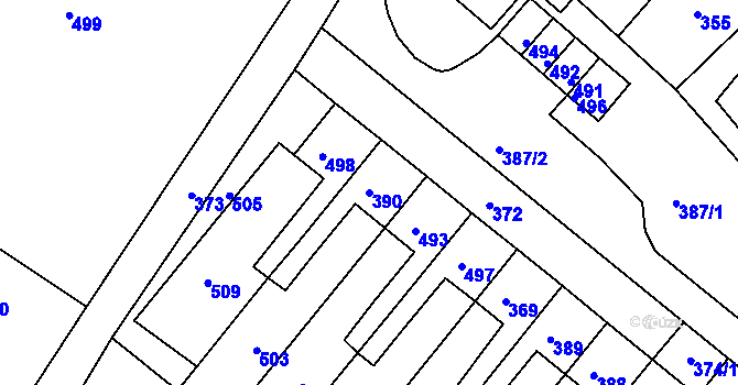 Parcela st. 390 v KÚ Brodek u Konice, Katastrální mapa