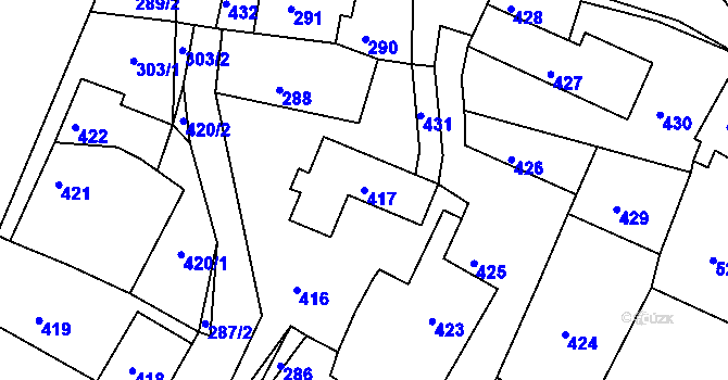 Parcela st. 417 v KÚ Brodek u Konice, Katastrální mapa