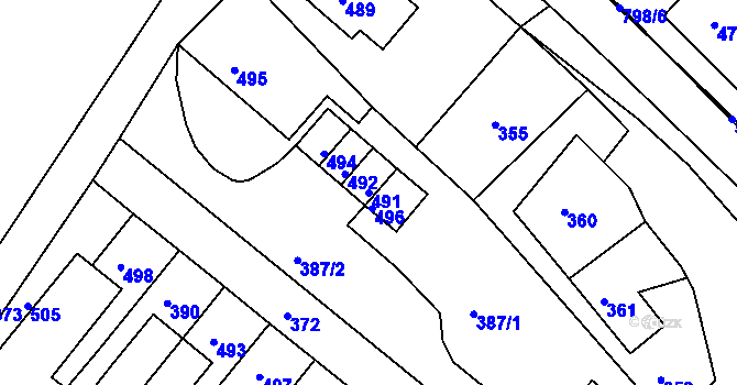 Parcela st. 491 v KÚ Brodek u Konice, Katastrální mapa