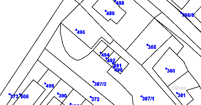 Parcela st. 494 v KÚ Brodek u Konice, Katastrální mapa