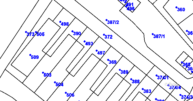 Parcela st. 497 v KÚ Brodek u Konice, Katastrální mapa