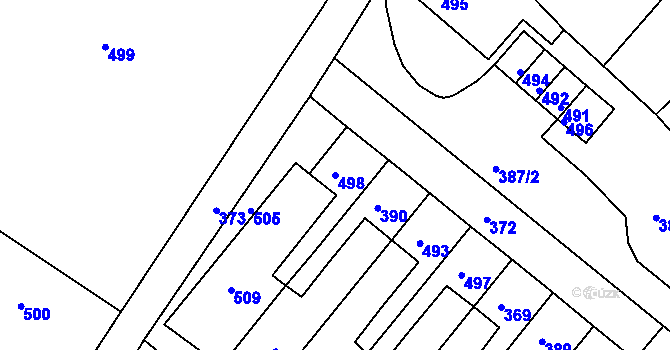 Parcela st. 498 v KÚ Brodek u Konice, Katastrální mapa