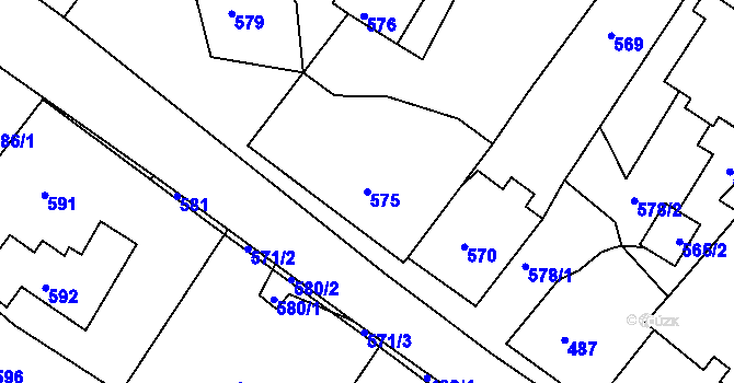 Parcela st. 575 v KÚ Brodek u Konice, Katastrální mapa