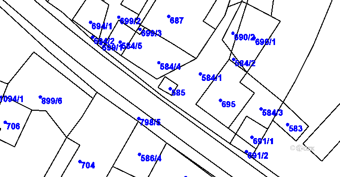 Parcela st. 585 v KÚ Brodek u Konice, Katastrální mapa