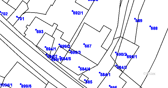 Parcela st. 687 v KÚ Brodek u Konice, Katastrální mapa