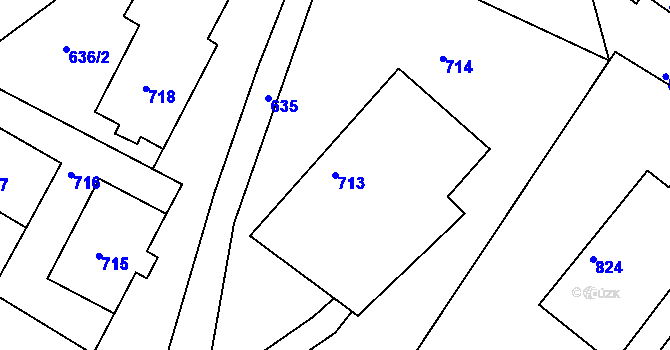 Parcela st. 713 v KÚ Brodek u Konice, Katastrální mapa