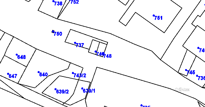 Parcela st. 748 v KÚ Brodek u Konice, Katastrální mapa