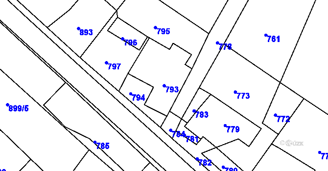 Parcela st. 793 v KÚ Brodek u Konice, Katastrální mapa