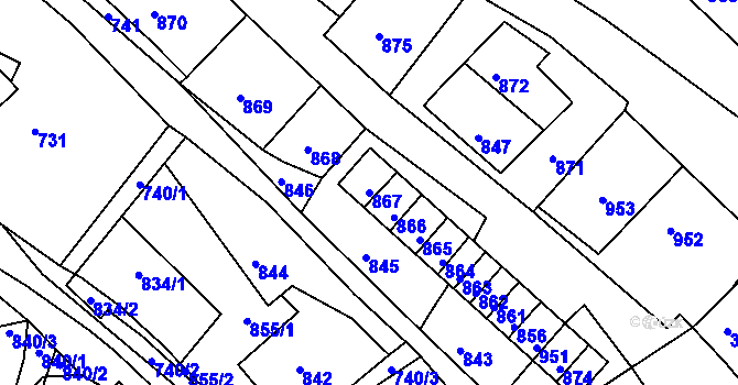 Parcela st. 867 v KÚ Brodek u Konice, Katastrální mapa