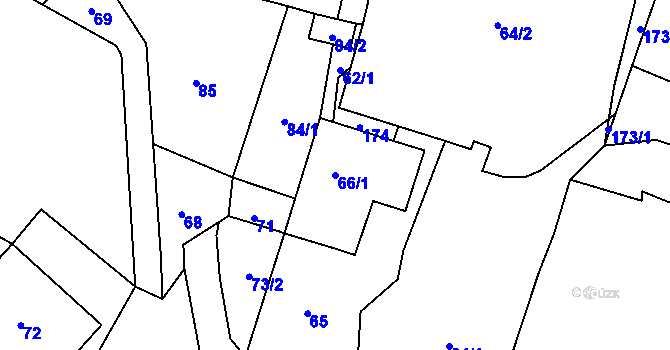 Parcela st. 66/1 v KÚ Brodek u Konice, Katastrální mapa