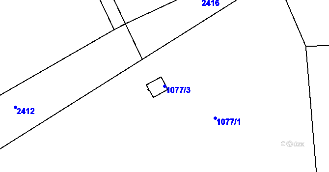 Parcela st. 1077/3 v KÚ Brodek u Konice, Katastrální mapa
