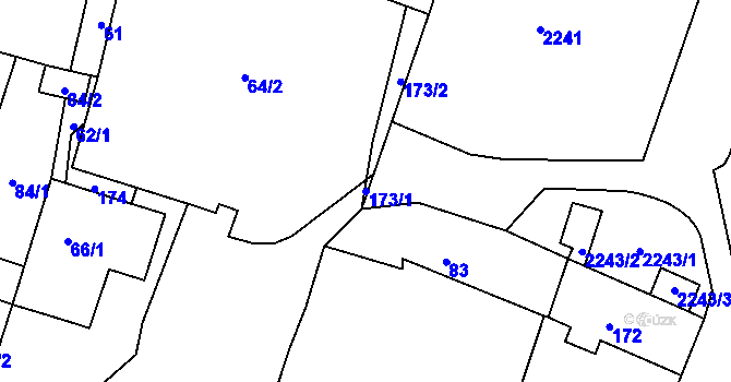 Parcela st. 173/1 v KÚ Brodek u Konice, Katastrální mapa