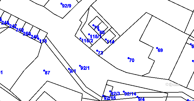 Parcela st. 73 v KÚ Dešná, Katastrální mapa