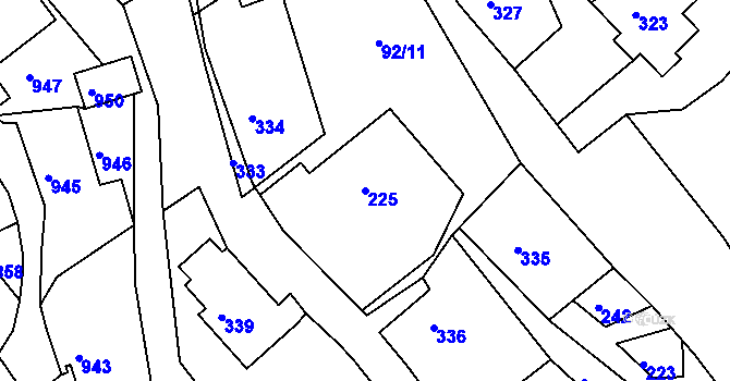 Parcela st. 225 v KÚ Dešná, Katastrální mapa