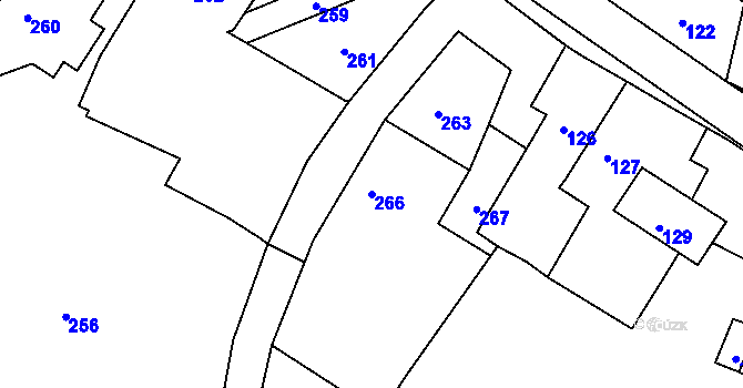 Parcela st. 266 v KÚ Dešná, Katastrální mapa