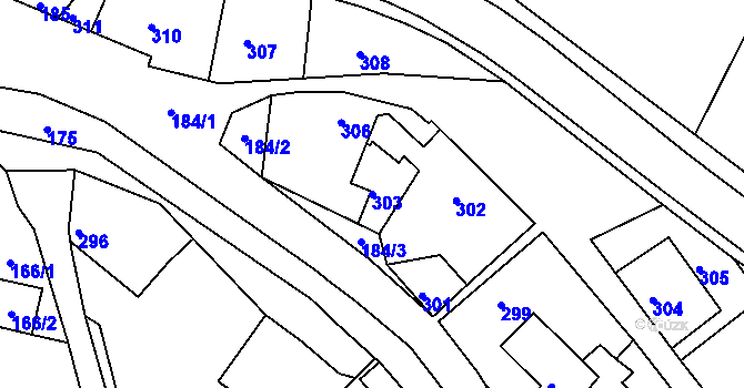 Parcela st. 303 v KÚ Dešná, Katastrální mapa