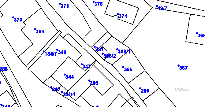 Parcela st. 366/2 v KÚ Dešná, Katastrální mapa