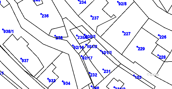 Parcela st. 101/2 v KÚ Dešná, Katastrální mapa