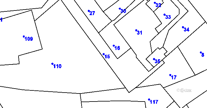 Parcela st. 15 v KÚ Lhota u Konice, Katastrální mapa