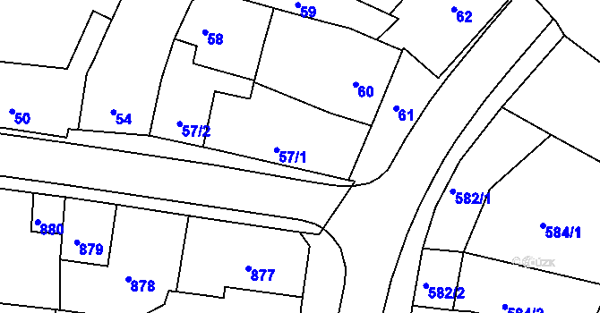 Parcela st. 57 v KÚ Brodek u Prostějova, Katastrální mapa