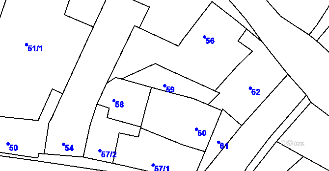 Parcela st. 59 v KÚ Brodek u Prostějova, Katastrální mapa
