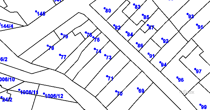 Parcela st. 73 v KÚ Brodek u Prostějova, Katastrální mapa