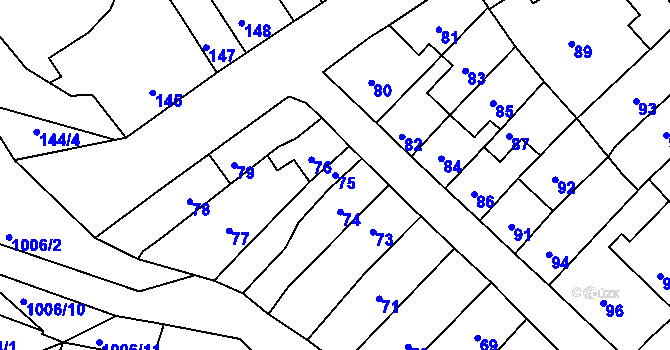 Parcela st. 75 v KÚ Brodek u Prostějova, Katastrální mapa