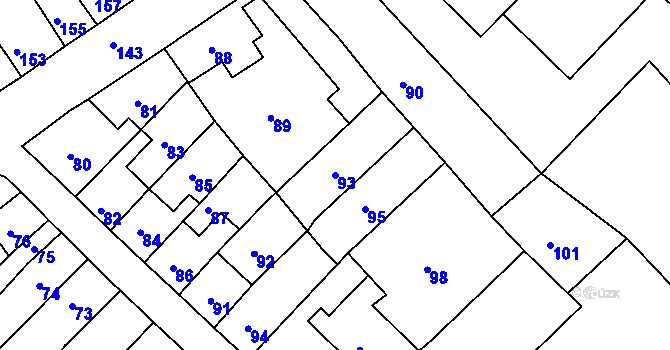 Parcela st. 93 v KÚ Brodek u Prostějova, Katastrální mapa