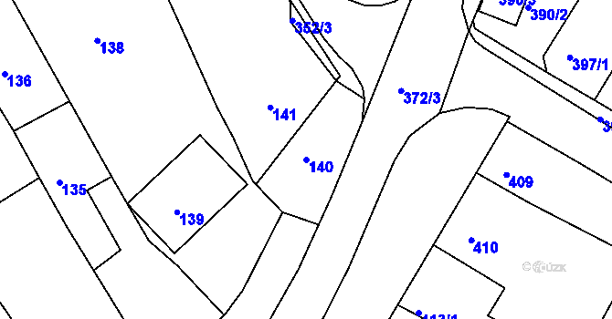 Parcela st. 140 v KÚ Brodek u Prostějova, Katastrální mapa