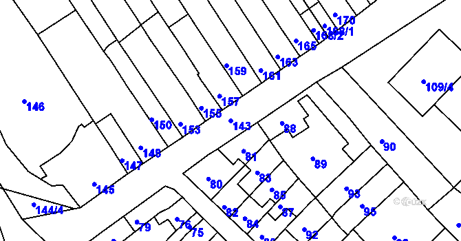 Parcela st. 143 v KÚ Brodek u Prostějova, Katastrální mapa