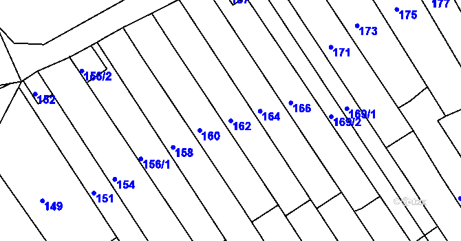Parcela st. 162 v KÚ Brodek u Prostějova, Katastrální mapa