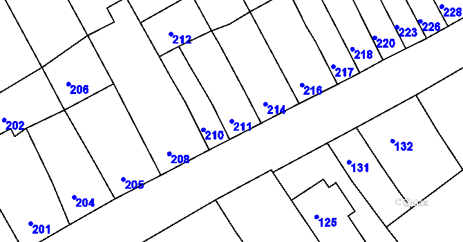 Parcela st. 211 v KÚ Brodek u Prostějova, Katastrální mapa