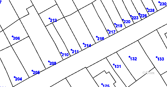 Parcela st. 214 v KÚ Brodek u Prostějova, Katastrální mapa