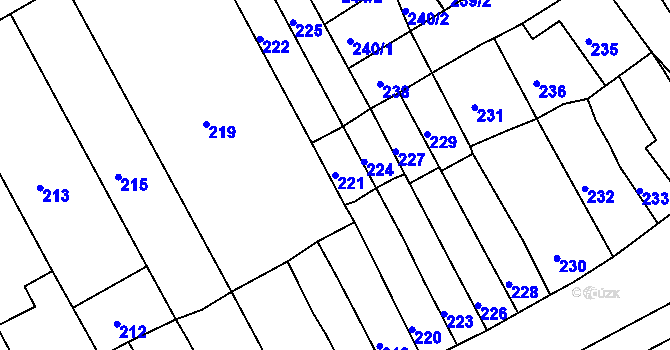 Parcela st. 221 v KÚ Brodek u Prostějova, Katastrální mapa