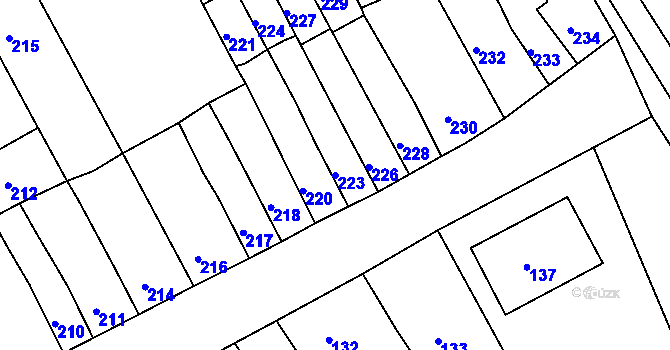 Parcela st. 223 v KÚ Brodek u Prostějova, Katastrální mapa