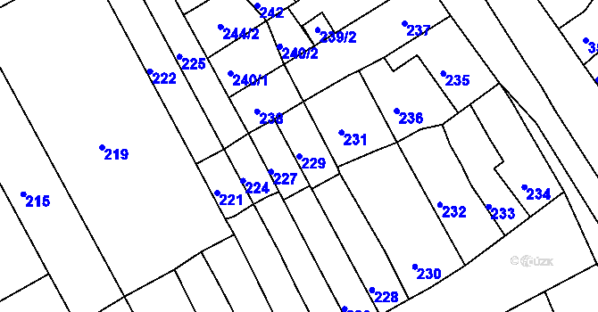 Parcela st. 229 v KÚ Brodek u Prostějova, Katastrální mapa