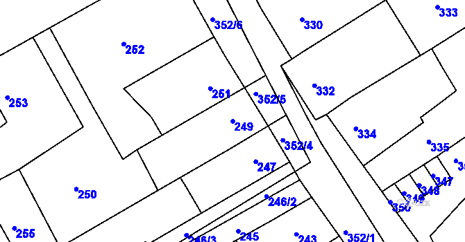 Parcela st. 249 v KÚ Brodek u Prostějova, Katastrální mapa