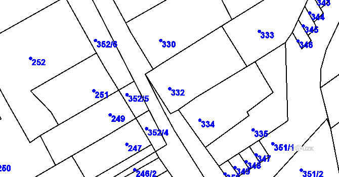 Parcela st. 332 v KÚ Brodek u Prostějova, Katastrální mapa